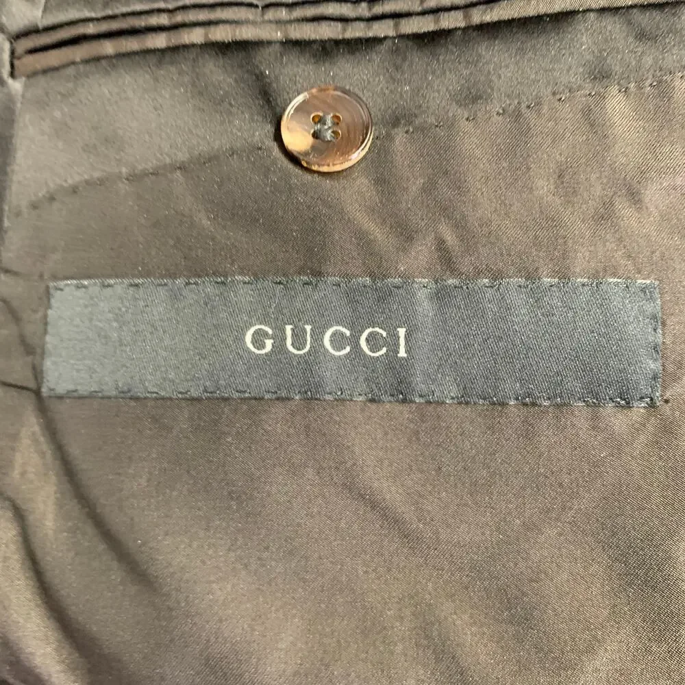 GUCCI Size 38 Black Grey Graphic Silk Tuxedo Sport Coat